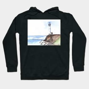 Lighthouse Watercolor and Ink Painting Hoodie